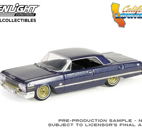 Greenlight Collectibles 1963 Chevrolet Impala Dark Blue and Gold California Lowriders Series 5