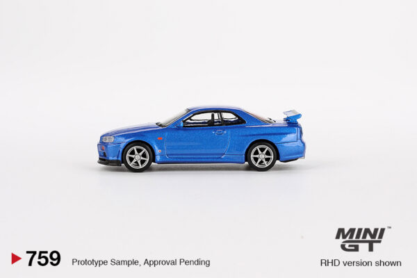 Kaido House Nissan Skyline GT-R (R34) Kaido Works Shinjuku V2 by Mini GT in Blue 158