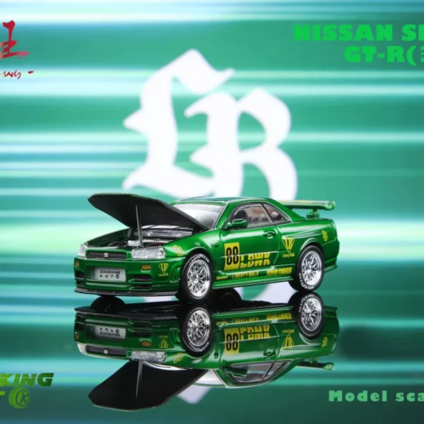 DEMON KING AUTO 1:64 Nissan Skyline GT-R R34 Z-Tune LBWK Transparent Green