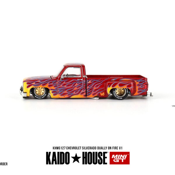 Kaido House x Mini GT 1:64 Chevrolet Silverado Dually on Fire V1