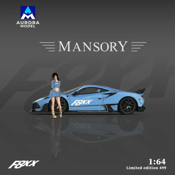 Aurora Model 1:64 Ferrari F8 Tributo Mansory, Baby Blue, No Figure Version Only