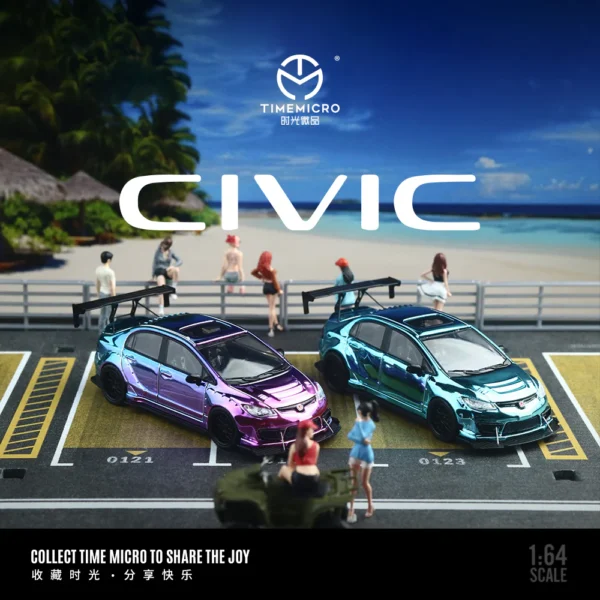 Time Micro 1:64 Honda Civic Chrome.  2 Colors
