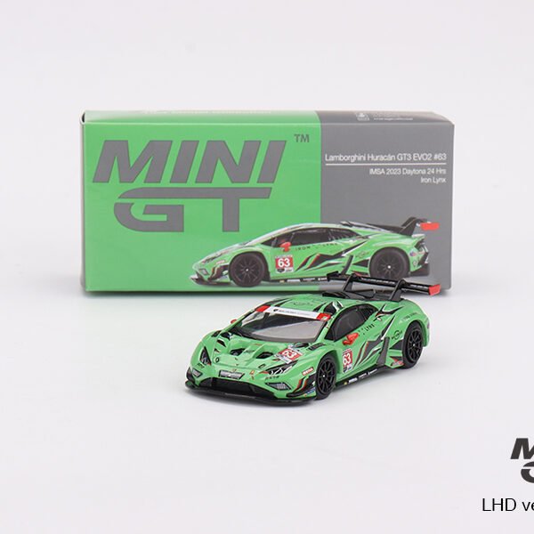 Mini GT 1:64 Lamborghini Huracán GT3 EVO2 #63 Iron Lynx  IMSA 2023  Daytona 24 Hrs