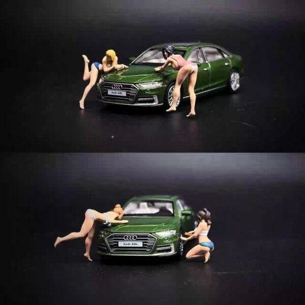Car Wash Girls Hand Painted Dolls set of 4, 1:64