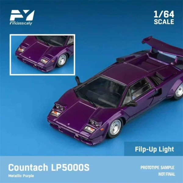 Findclassicaly 1:64 Countach LP5000S,Metallic Purple