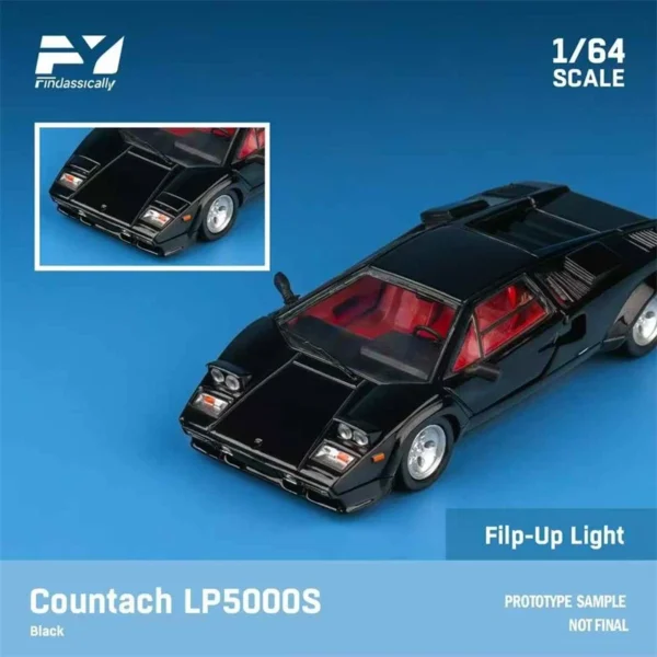 Findclassicaly 1:64 Countach LP5000S,Metallic Black