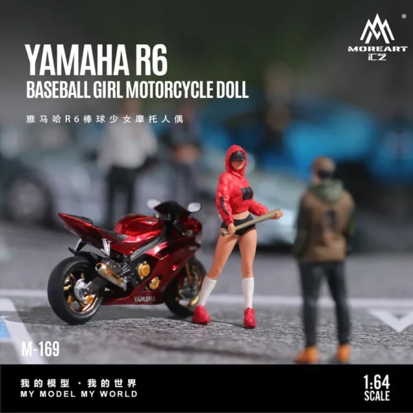 MoreArt 1:64 YAMAHA R6 Baseball Girl Motorcycle Doll