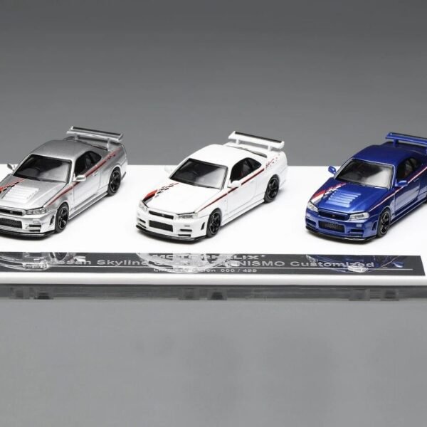Motorhelix 1:64 Nissan Skyline GT-R (R34) Customized 3-Car Set. Foshan APAxpo2025 Exclusive