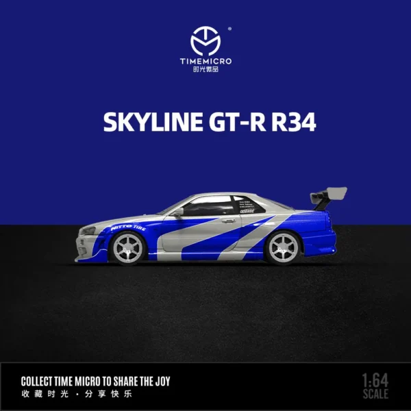 Time Micro 1:64 SKYLINE R34 - Blue/silver