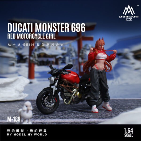 MoreArt 1:64 Ducati Monster 696 Red Motorcycle and Doll