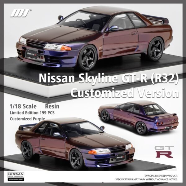 MOTORHELIX 1:18 NISSAN SKYLINE GT-R (R32) CUSTOMIZED VERSION IN PURPLE- RESIN MODEL. LAST ONE!