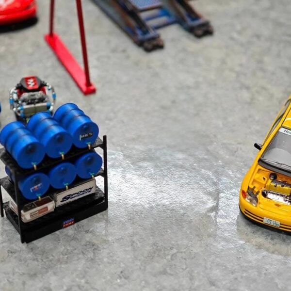 Diorama Accessories 1:64 Oil Dispensing Barrel Rack - Blue