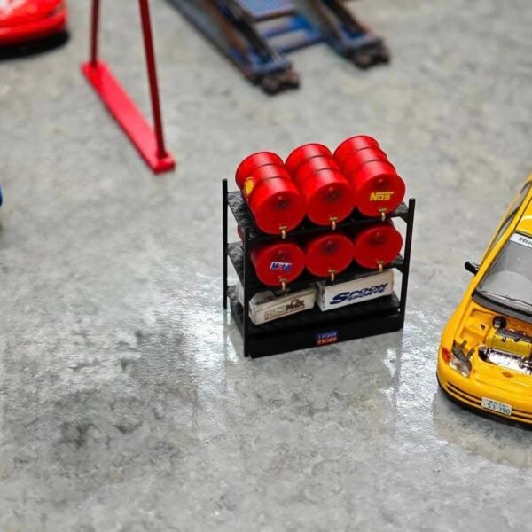 Diorama Accessories 1:64 Oil Dispensing Barrel Rack - Red