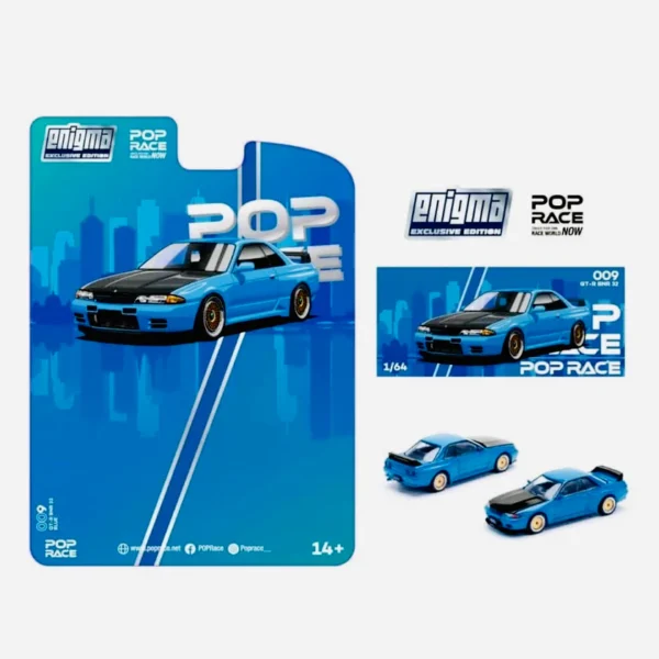 PopRace 1:64 Nissan Skyline GT-R BNR R32 Blister Bayside Blue CHASE