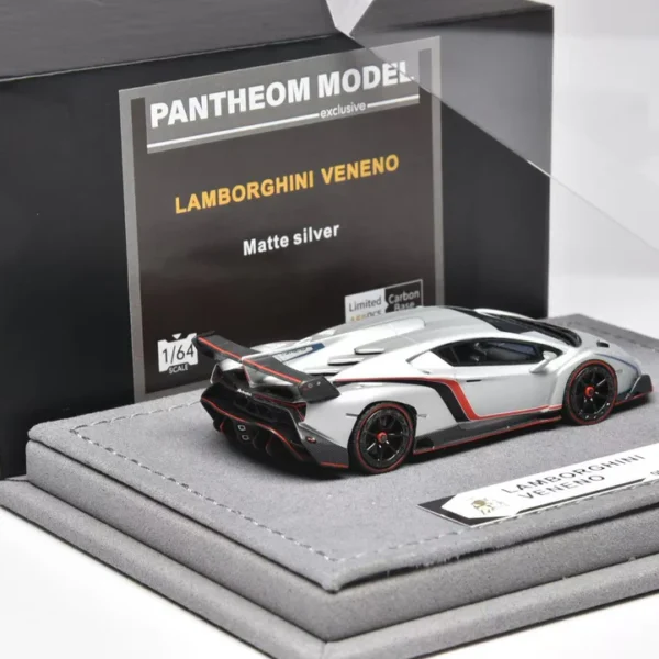 Pantheom Model 1:64 Lamborghini Veneno Matte Silver- Resin