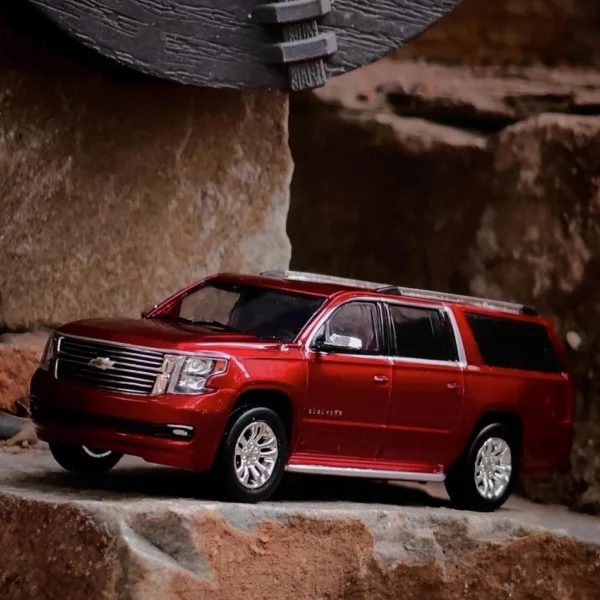 MK Miniatures 1:64 2015 Suburban, Red.  HEC Guangzhou 2025 Exclusive