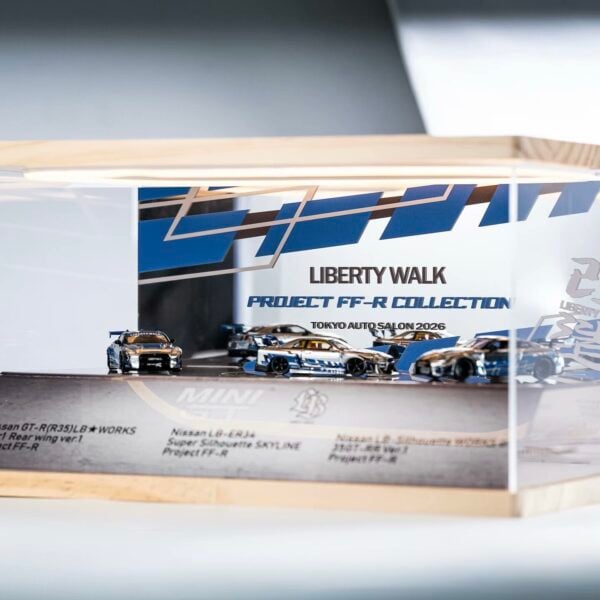 Display Case with  Lights and Spinner for MiniGT 2026 TAS Tokyo Project FF-R Collection Set.
