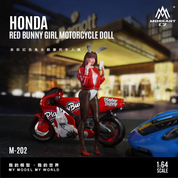 MoreArt 1:64 Honda Red Bunny Girl Motorcycle Figurine
