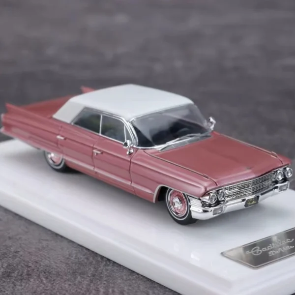 MK Miniatures 1:64 1962 Cadillac DeVille Pink with White Hood