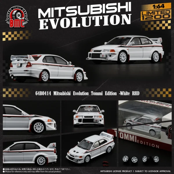 BM Creations BMC 1:64 Mitsubishi Lancer Evolution VI White Tommi Edition