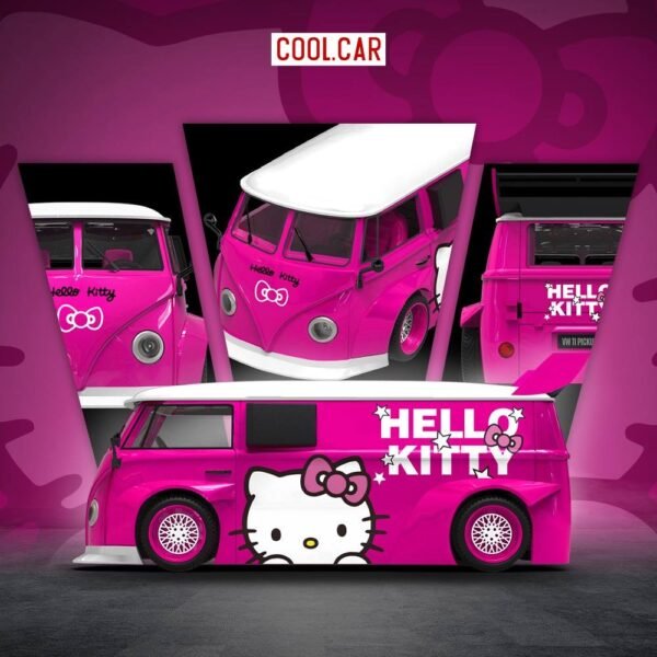 Cool Car 1:64 Volkswagen T1 Dark Pink Hello Kitty