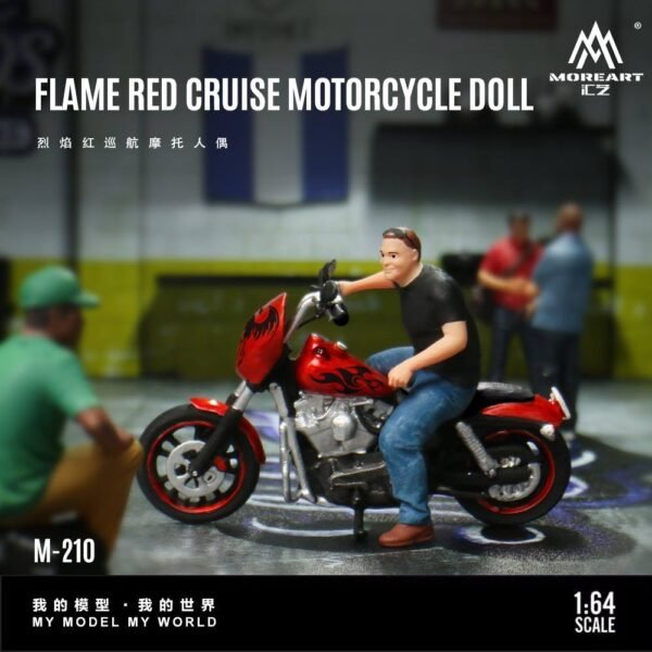 Moreart 1:64 Flame Red Cruiser MOtorcycle Figure