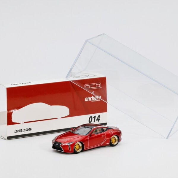 GCD X Enchery 1:64 Lexus LC500h Lowrider Red with Gold Wheels