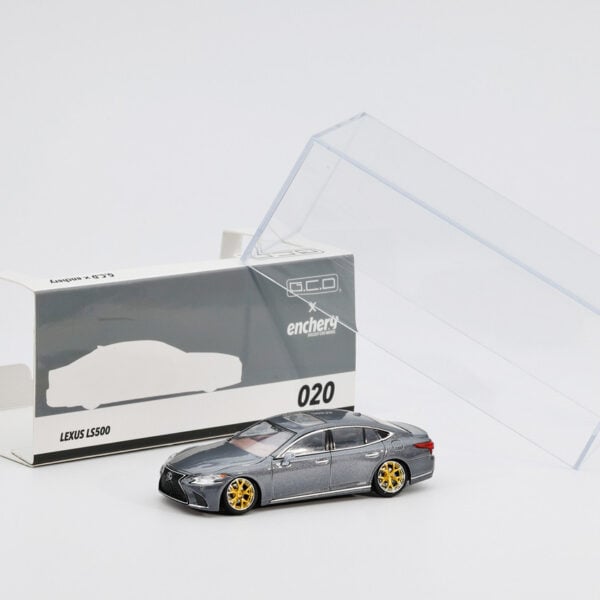 GCD X Enchery 1:64 Lexus LS500 Lowrider Grey with Gold Wheels