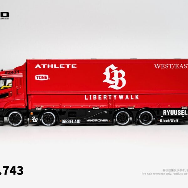 (Pre-Order)  GCD x LBWK 1/64 Super Silhouette Red/Black Mitsubishi Fuso Truck Set.