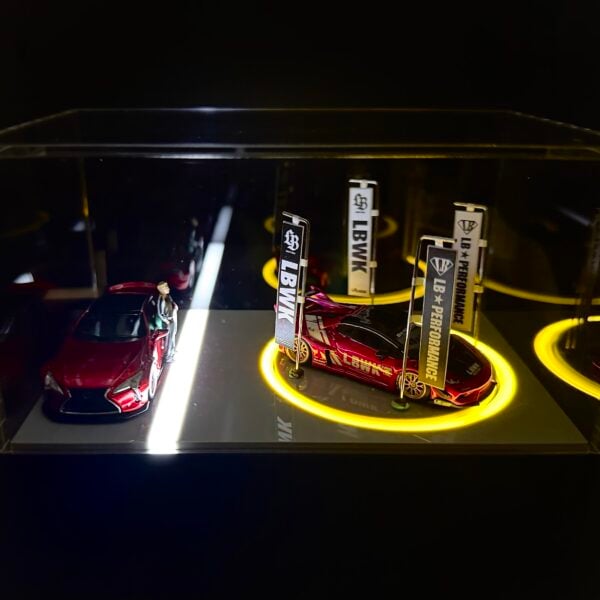 Turntable Acrylic Box Display with Lights for 1:64 Diecast Cars