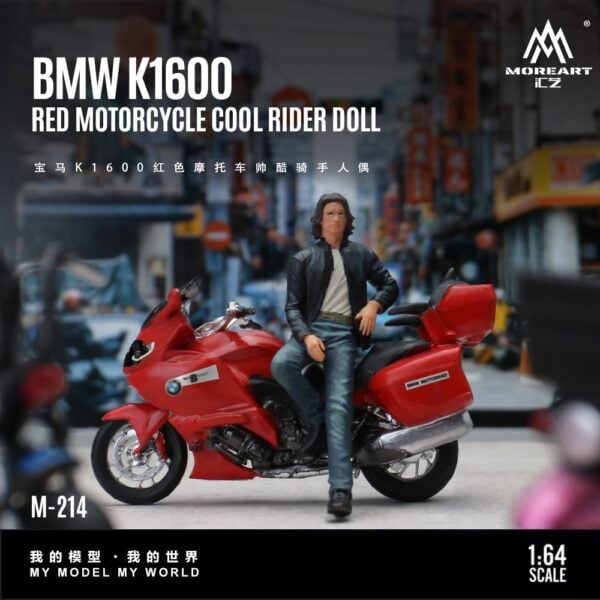 MoreArt 1:64 BMW K1600 Red Motorcycle Cool Rider Figurine Resin Model