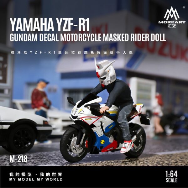 MoreArt 1:64 Yamaha YZF-R1 Gundam Decal Motorcycle Masked Rider Doll