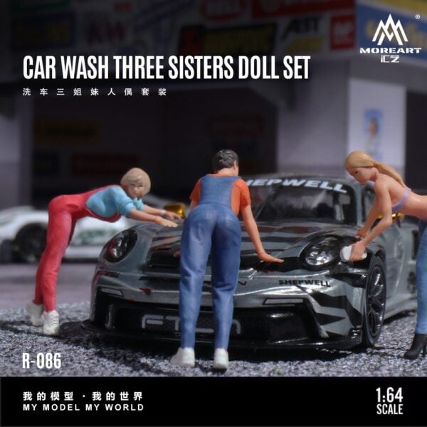 MoreArt 1:64 Car Wash Three Sisters Doll Set