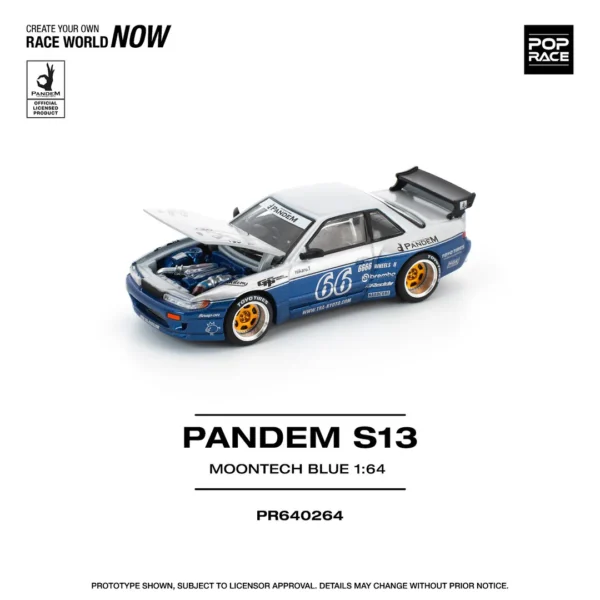 POPRACE 1:64 PANDEM NISSAN SILVIA S13 MOONTECH BLUE