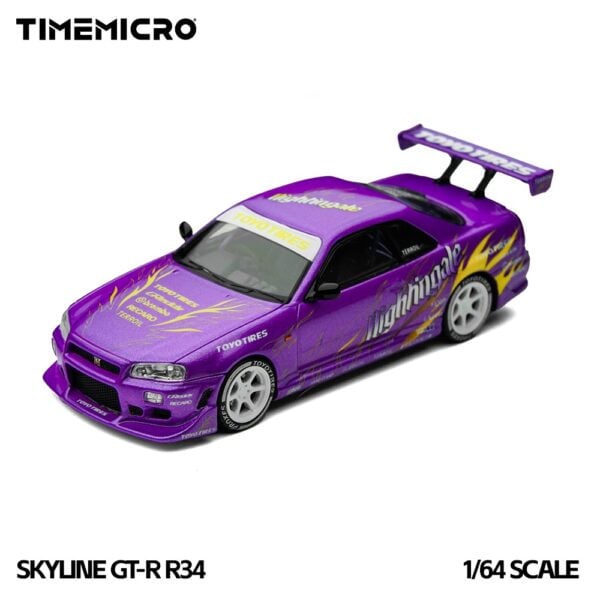 TimeMicro 1:64 Nissan Skyline GT-R R34 Drifting Flames Purple