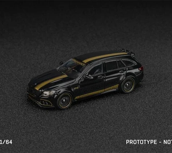D.Bo Model & DCM 1:64 Benz C63S AMG S205 Black Gold Stripes
