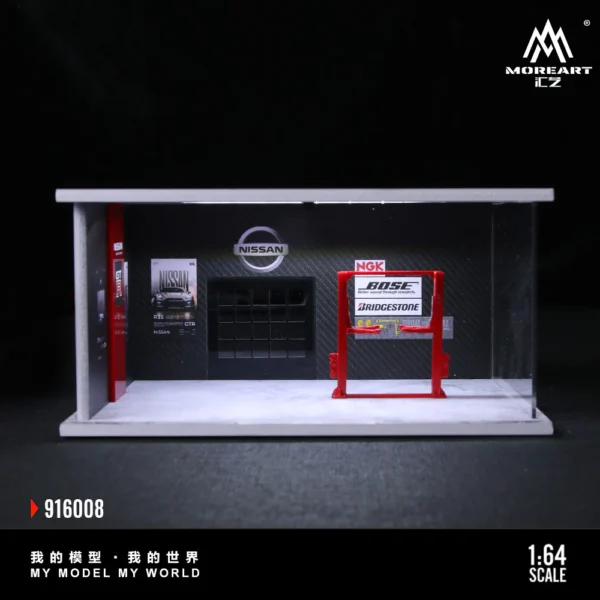 MoreArt 1:64 Assembled Version Lighting Scene Auto Repair Shop G - Nissan