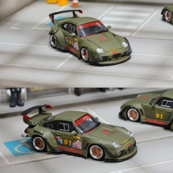 Street Weapon SW 1:64 Rauh-Welt RWB 993 No. 91 Matt Green Livery GT Wing