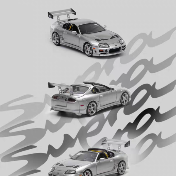 Fast Speed FS 1:64 Supra Targa  4th Generation A80 Bomex Modified Version Silver Removable Hood