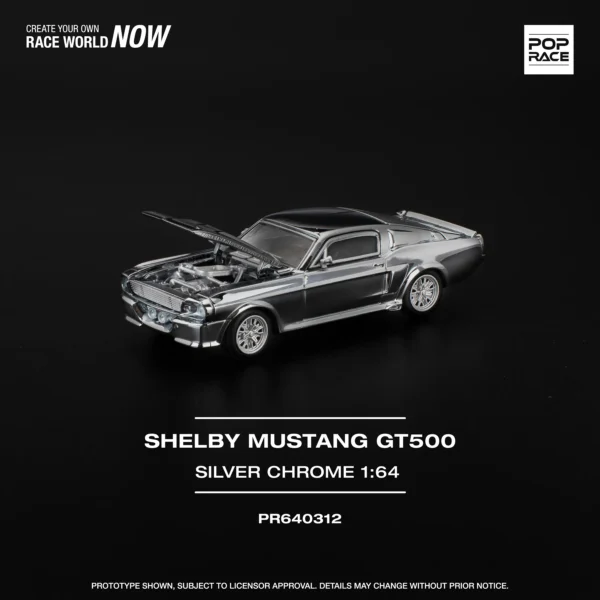 POPRACE 1:64 SHELBY MUSTANG GT500 - SILVER CHROME