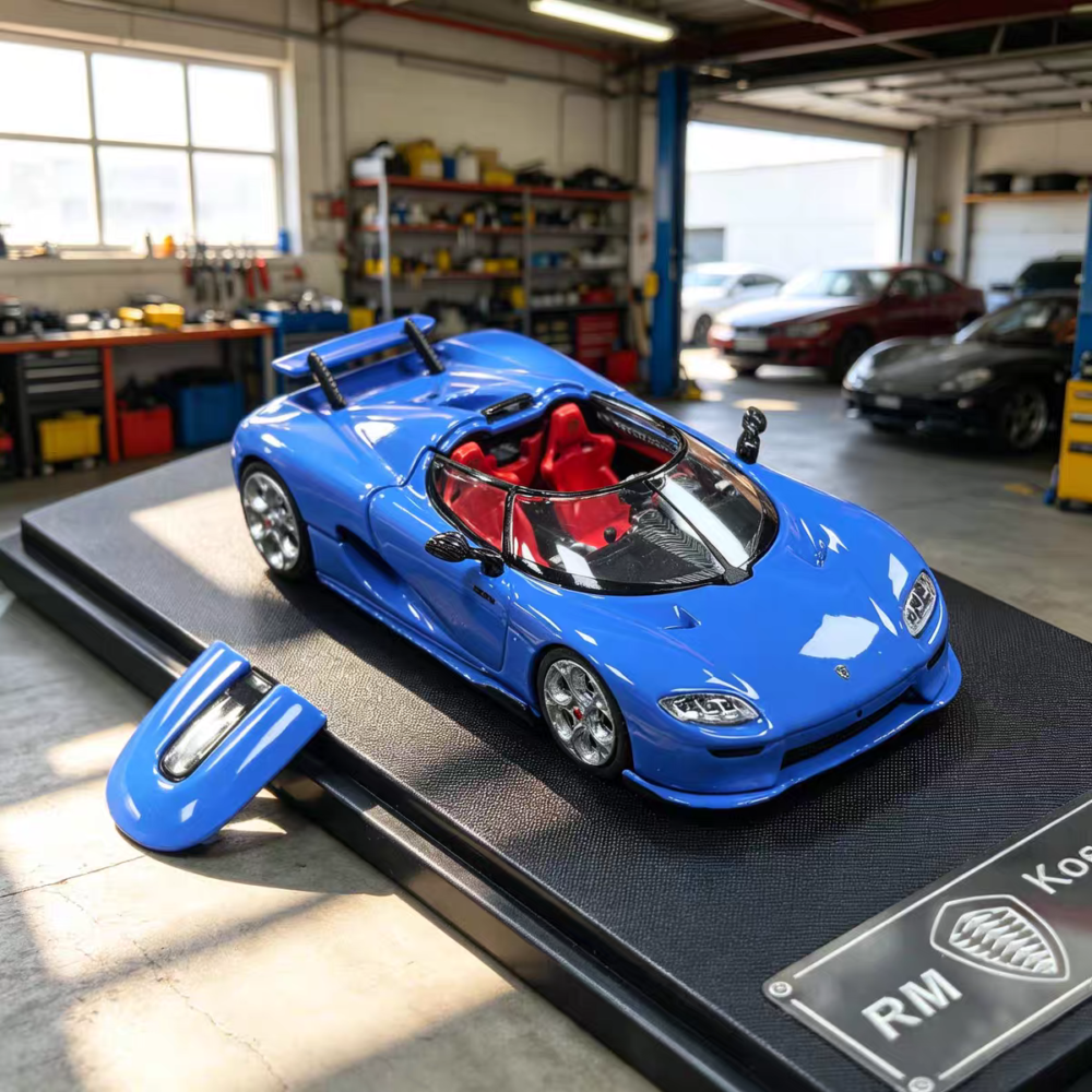 Round Rhin Locking Ries Rhino Model RM 1:64 Koenigsegg CC850 Hood Mechanic Locking - Blue ...