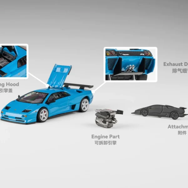 MicroTurbo 1:64 Lamborghini Custom Diablo SVR - Metallic Blue - HEC 2026 Beijing Exclusive