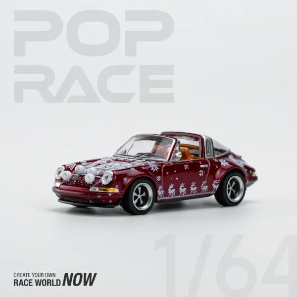PopRace 1:64 Porsche 911 SINGER Targa Christmas 2023 Red