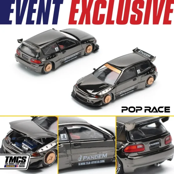PopRace 1:64 Pandem Civic EG6 Dark Chrome TMCS 2025
