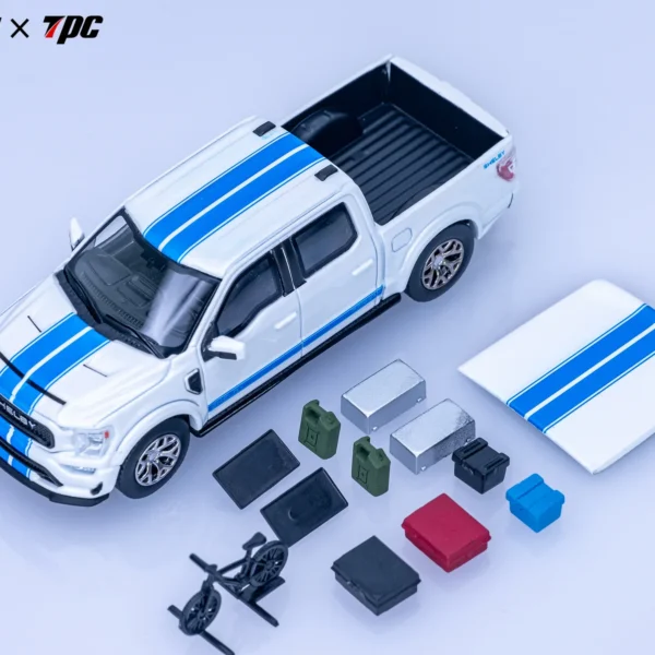 Fine Works X TPC 1:64 Ford Shelby F150 Pickup Pearl White with Blue Lines