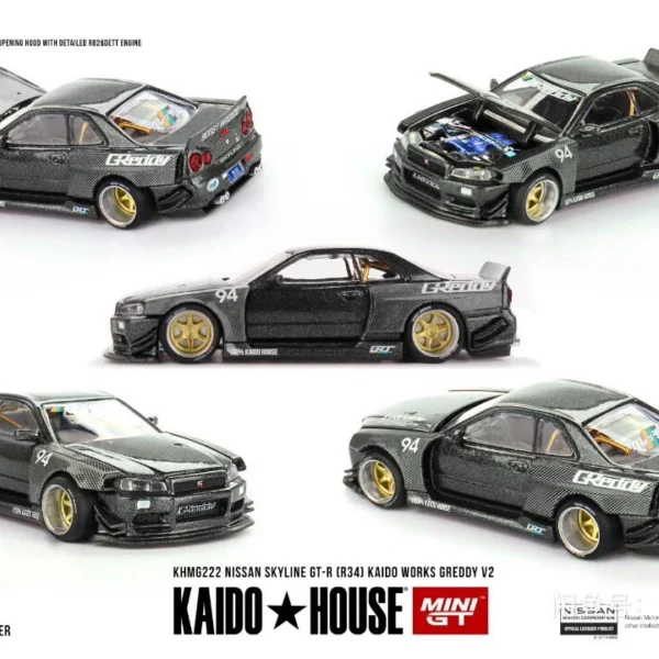 CHASE Kaido House 1:64 Nissan Skyline GT-R (R34) (Pre-Order) CHASE Kaido Works GReddy V2 Gray