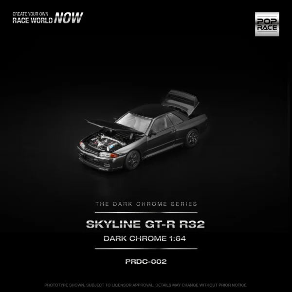 PopRace 1:64 R32 GT-R Dark Chrome