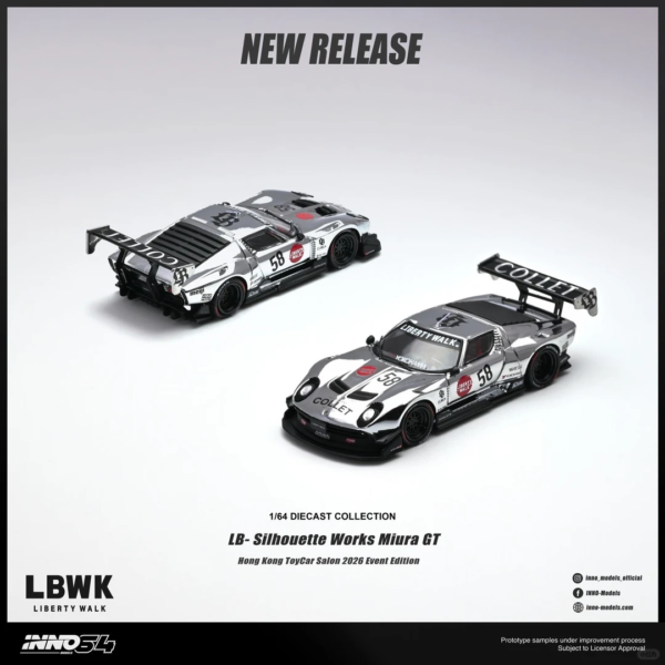 (Pre-Order) INNO64 LB Silhouette Works Miura GT,  Chrome/Black- Hong Kong ToyCar Salon Exclusive - Chance at a Chase