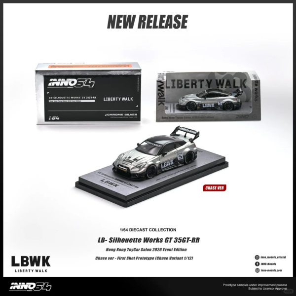 ミニカー INNO64 1/64 LB-Silhouette Works Boxset Pre-Order) INNO64 LB Silhouette Works GTR 35RR, Chrome/Black- Hong