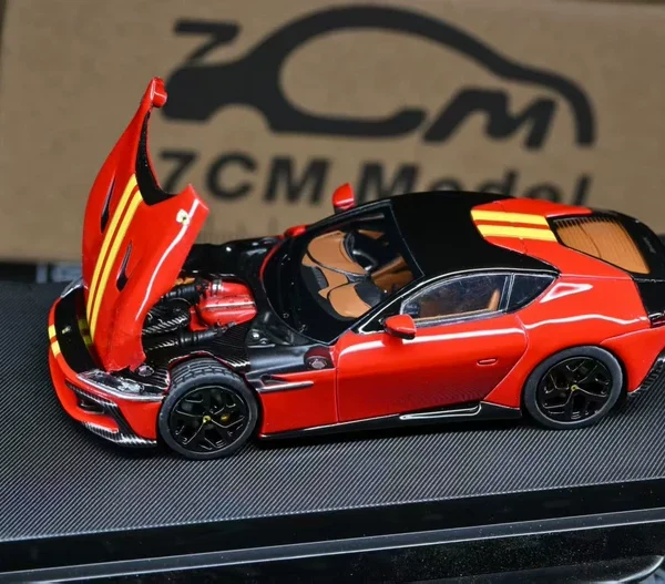 7cm Model 1:64 Ferrari 12 Cilindri Rosso Corsa with Giallo Modena Racing Stripe